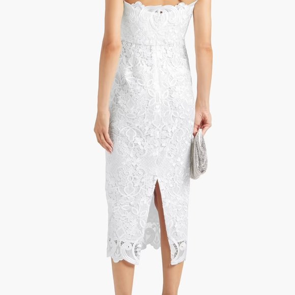 Badgley Mischka - Strapless guipure lace midi dress - Size 2 - Picture 3 of 7